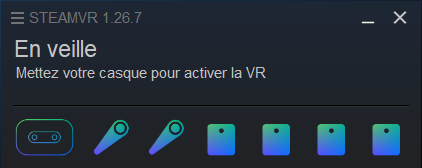 Écran SteamVR : la fenêtre d'état, casque en veille